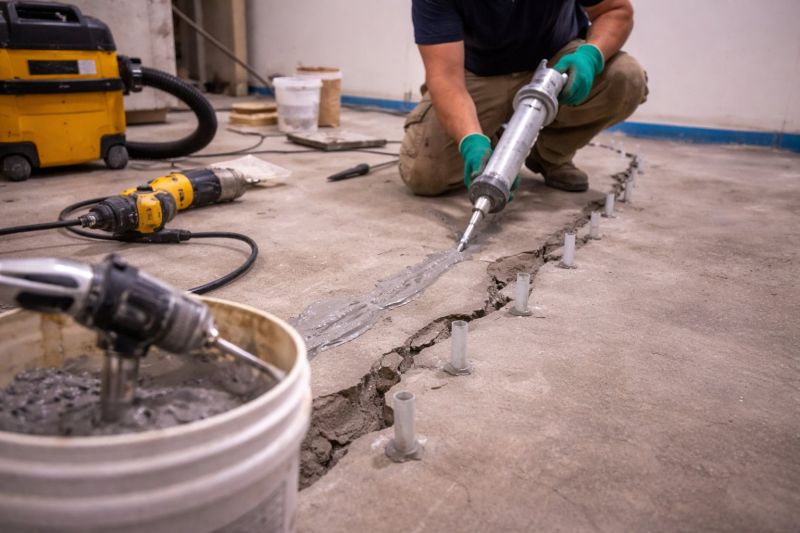 Cracked Basement Floor Repair in Henry County, GA
