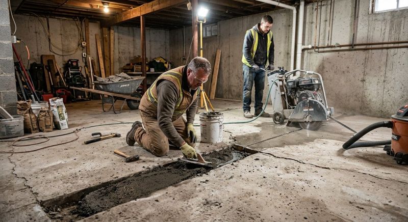 Cracked Basement Floor Repair in Henry County, GA